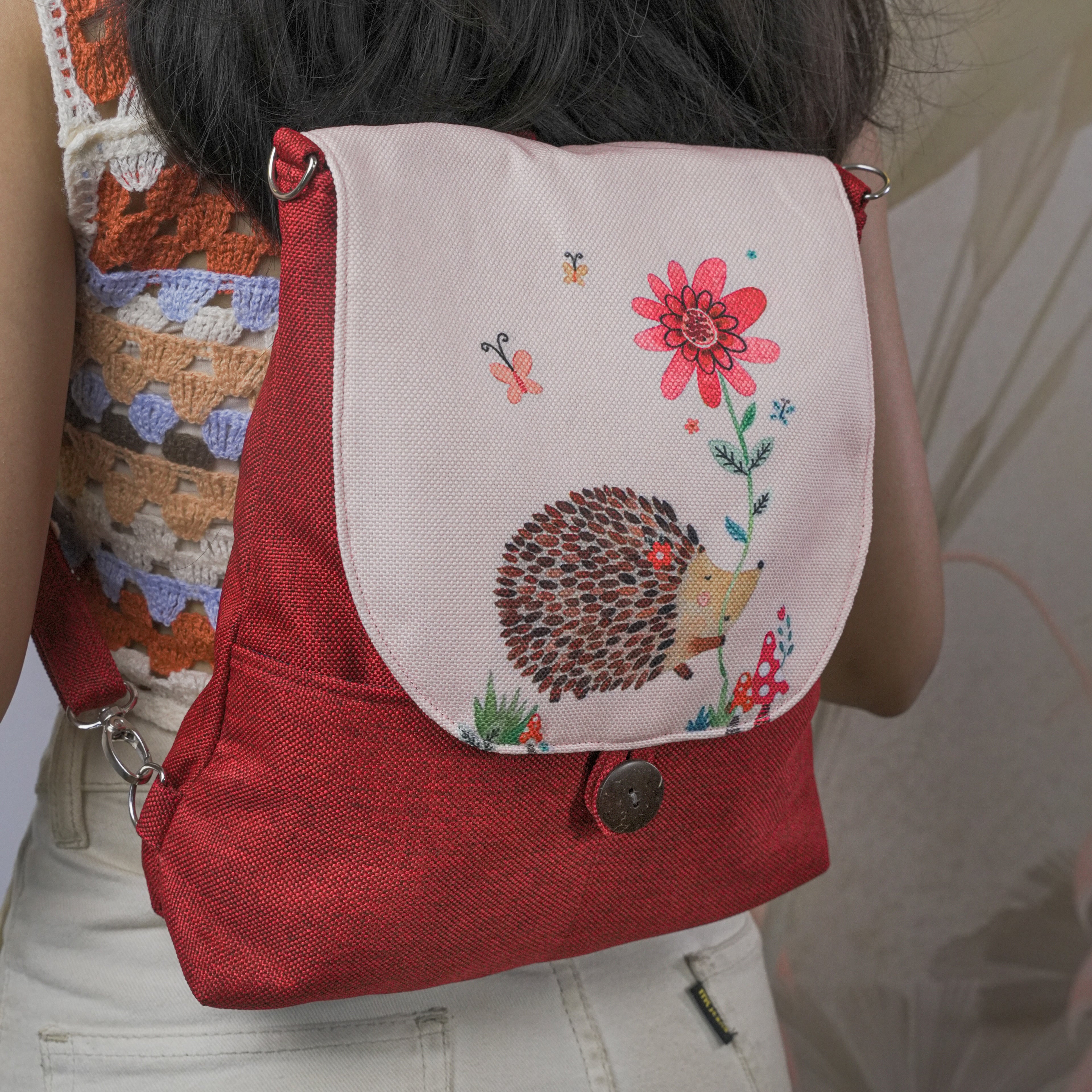 Porcupine Print Backpack Bag