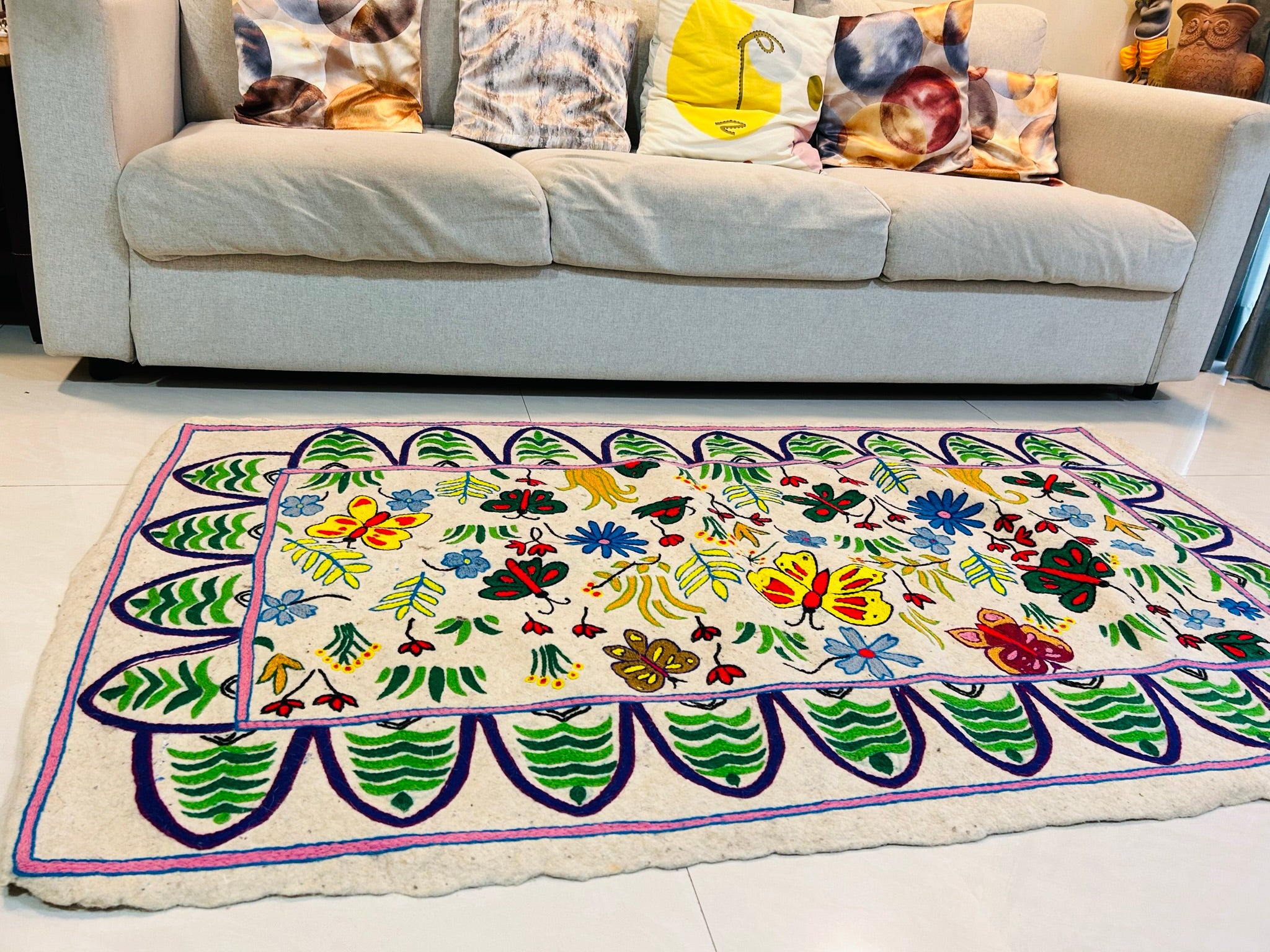 Living Room Rug -Blooms & Butterfly