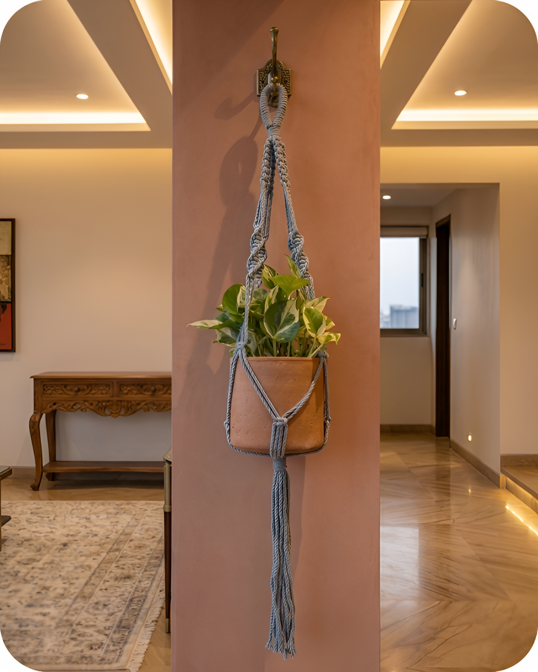 Sage-Macramé Plant Holder