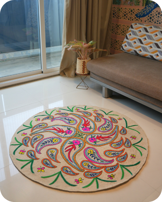 Floral Flow-Round Living Room Rug