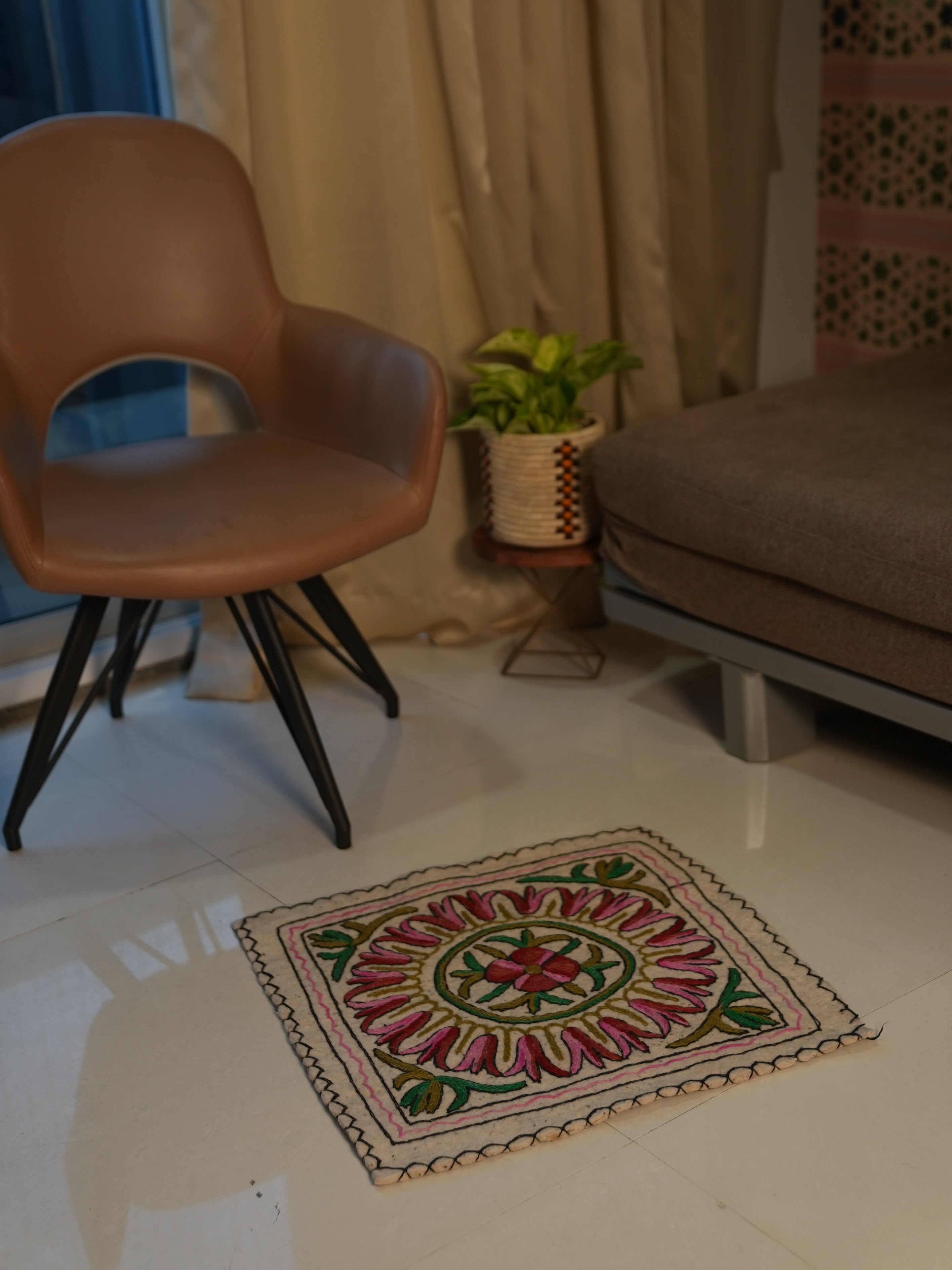 Meadow Flowers Red Pink- Square Rug